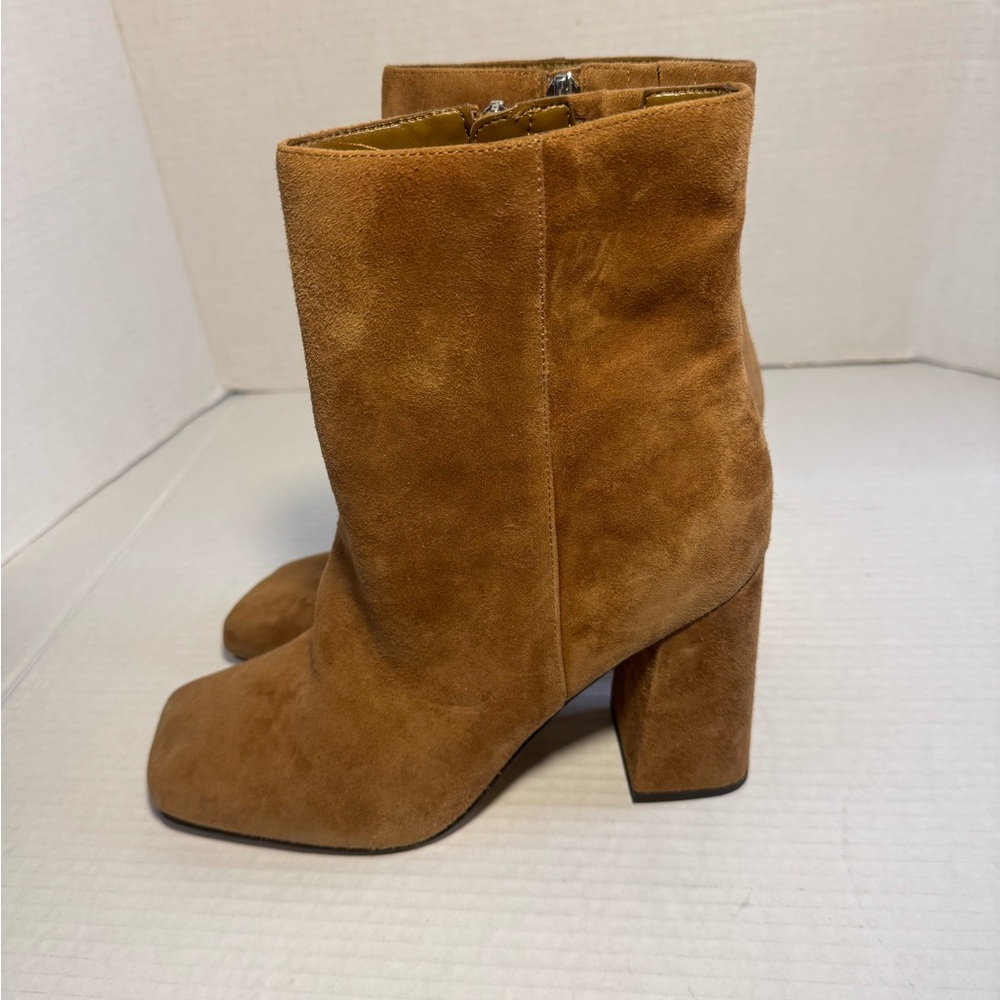 Nine West Brown Suede Block Heeled Bootie 9